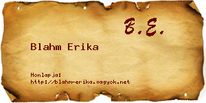 Blahm Erika névjegykártya